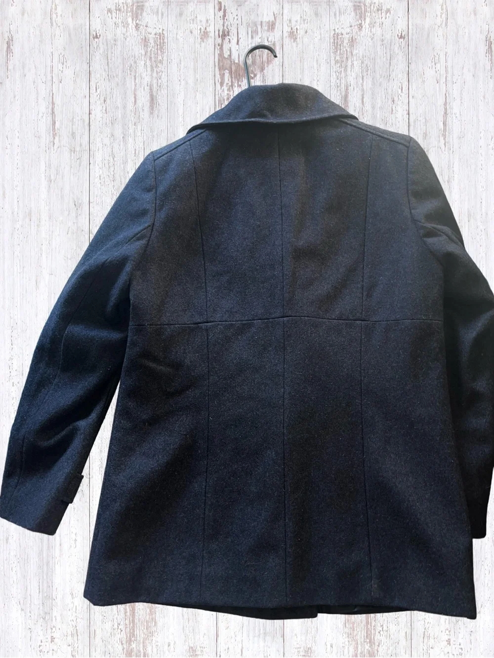 New York & Company Black Double-Breasted Wool Blend Pea Coat Size 10